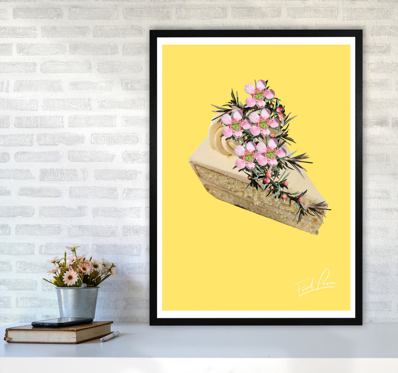 Yellow Cake Food Print, Framed Kitchen Wall Art A1 White Frame