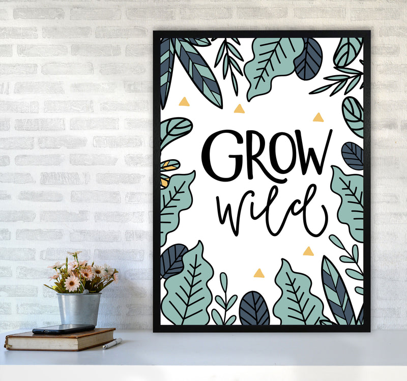 Grow Wild Floral Modern Print, Framed Kitchen Wall Art A1 White Frame
