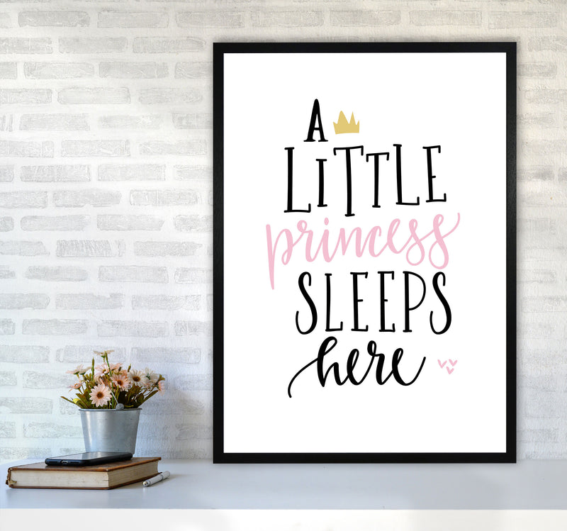 A Little Princess Sleeps Here Framed Nursey Wall Art Print A1 White Frame