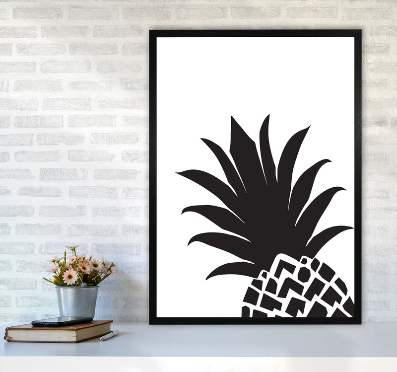 Black Pineapple 1 Modern Print, Framed Kitchen Wall Art A1 White Frame