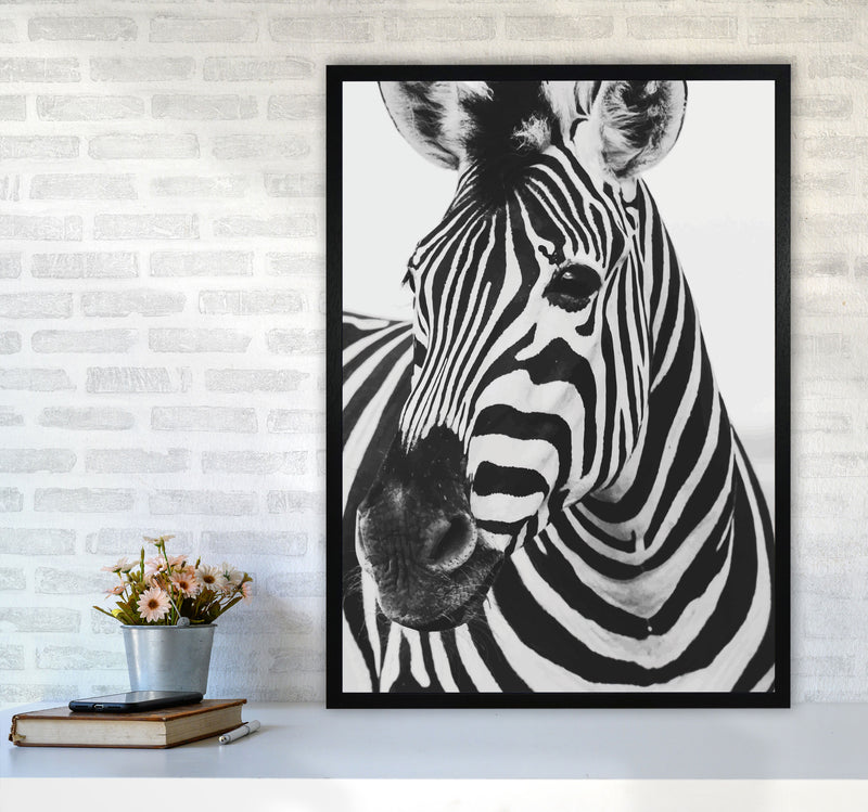 Black And White Zebra Modern Print Animal Art Print A1 White Frame