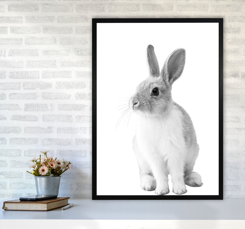 Black And White Bunny Modern Print Animal Art Print A1 White Frame