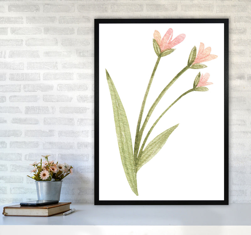 Pink Watercolour Flower 1 Modern Print A1 White Frame