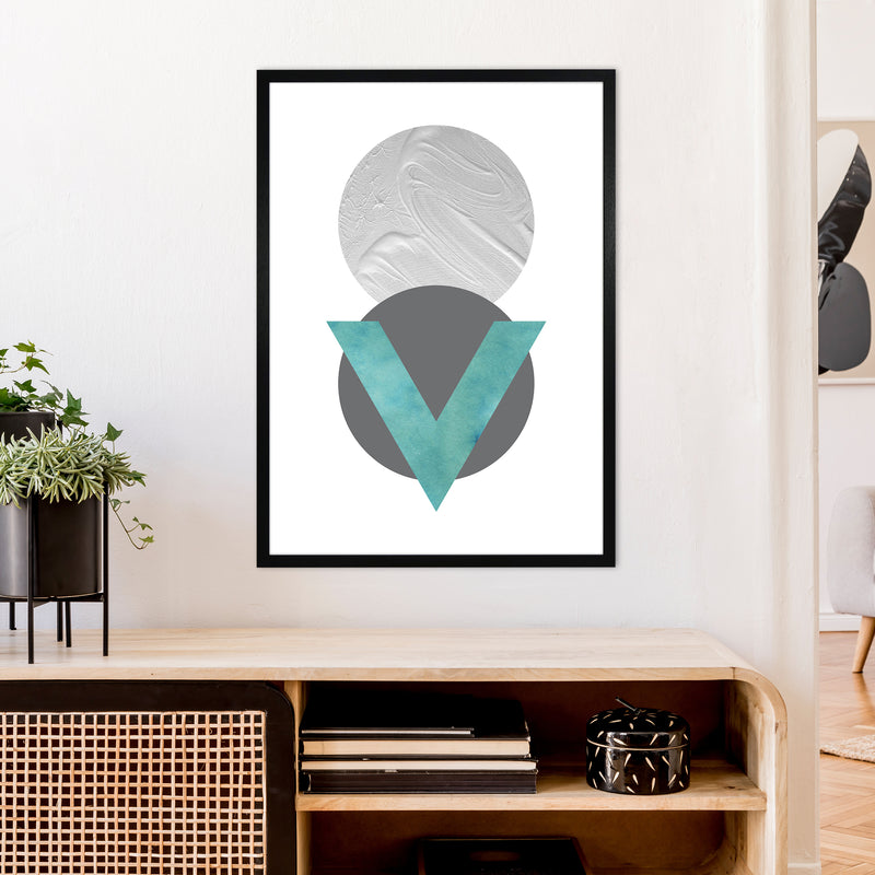 Marble Teal And Silver 1 Art Print by Pixy Paper A1 White Frame