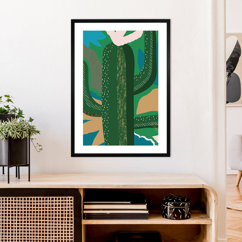 Cactus Jungle Abstract  Art Print by Pixy Paper A1 White Frame