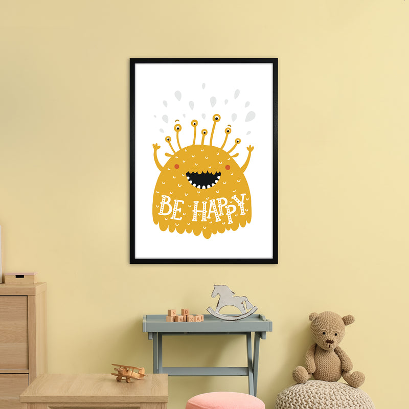 Little Monsters Be Happy  Art Print by Pixy Paper A1 White Frame