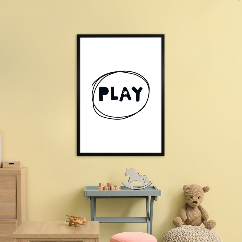 Play Super Scandi Black  Art Print by Pixy Paper A1 White Frame