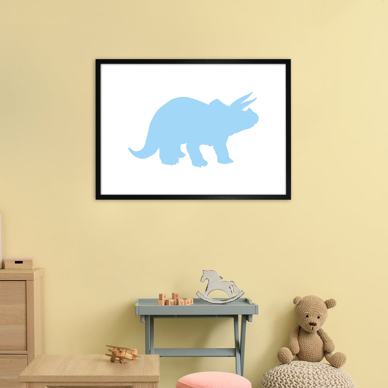 Triceratops Light Blue  Art Print by Pixy Paper A1 White Frame