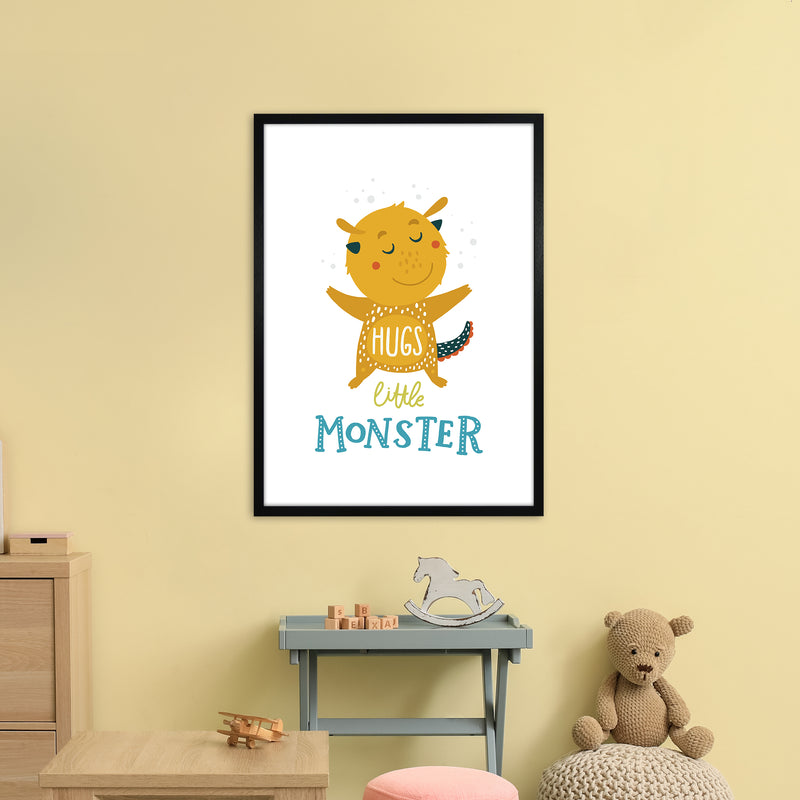 Little Monsters Hug  Art Print by Pixy Paper A1 White Frame