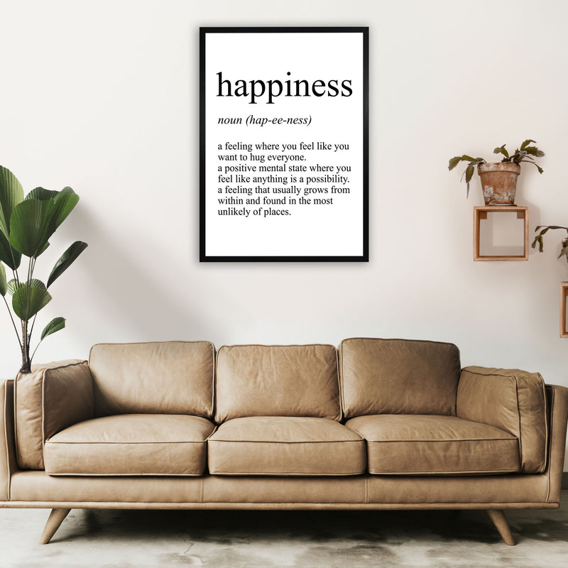 Happiness Definition Art Print by Pixy Paper A1 White Frame