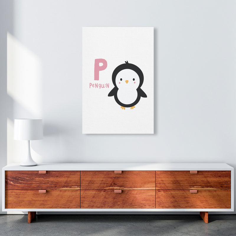 Alphabet Animals, P Is For Penguin Framed Nursey Wall Art Print A1 Canvas