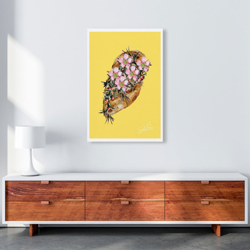 Yellow Chicken Food Print, Framed Kitchen Wall Art A1 Canvas