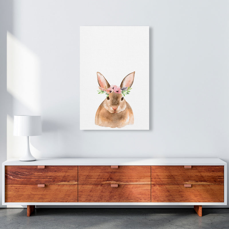 Forest Friends, Floral Cute Bunny Modern Print Animal Art Print A1 Canvas