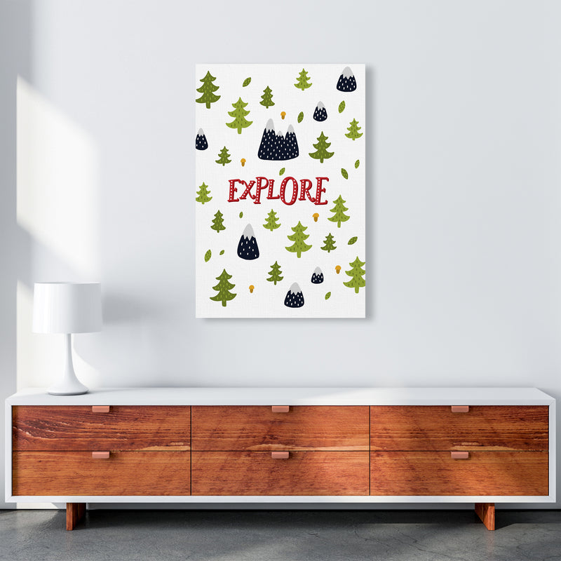 Little Explorer Trees Red  Art Print by Pixy Paper A1 Canvas