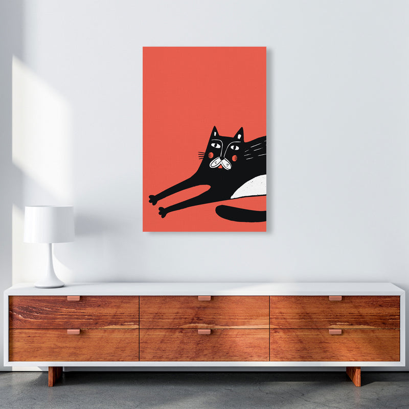 Cat Stretching Art Print by Pixy Paper A1 Canvas