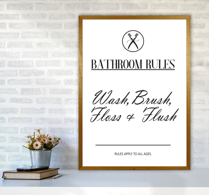 Bathroom Rules Modern Print, Framed Bathroom Wall Art A1 Print Only