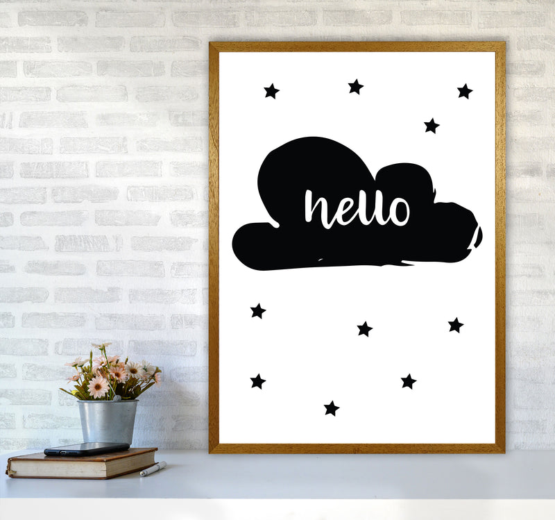 Hello Cloud Black Framed Nursey Wall Art Print A1 Print Only