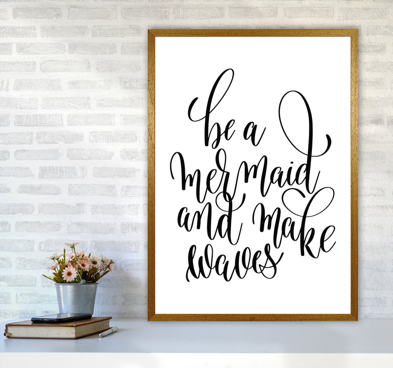 Be A Mermaid Black Framed Typography Wall Art Print A1 Print Only