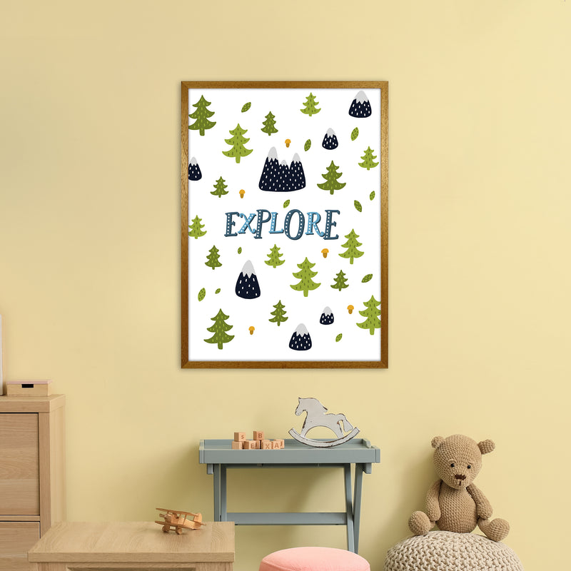 Little Explorer Trees Blue  Art Print by Pixy Paper A1 Print Only