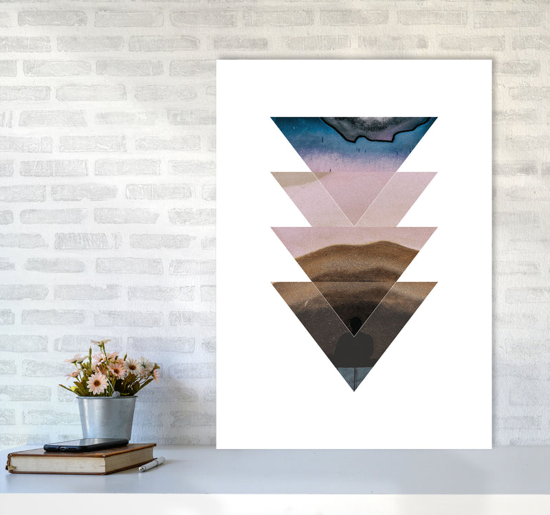 Pastel And Sand Abstract Triangles Modern Print A1 Black Frame