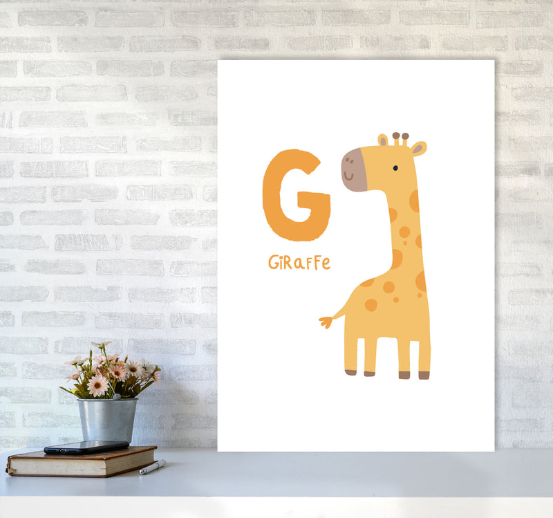 Alphabet Animals, G Is For Giraffe Framed Nursey Wall Art Print A1 Black Frame