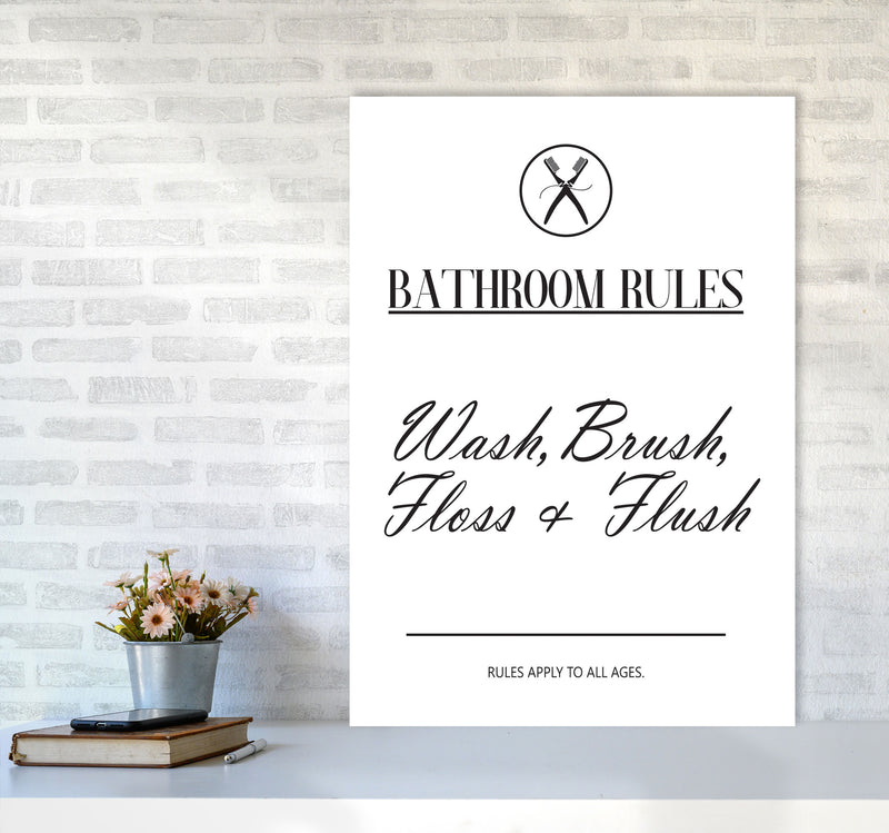Bathroom Rules Modern Print, Framed Bathroom Wall Art A1 Black Frame