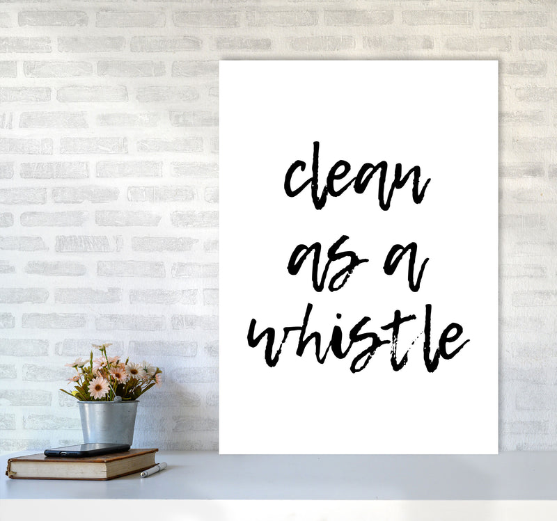 Clean As A Whistle, Bathroom Modern Print, Framed Bathroom Wall Art A1 Black Frame