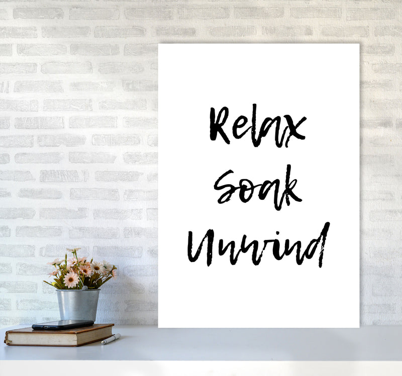Relax Soak Unwind, Bathroom Modern Print, Framed Bathroom Wall Art A1 Black Frame