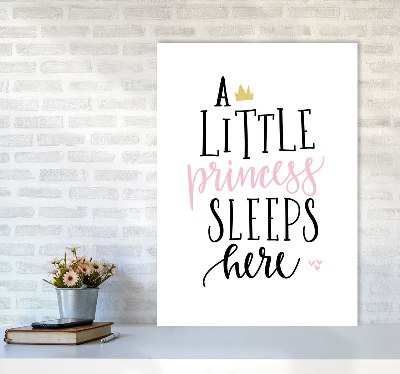 A Little Princess Sleeps Here Framed Nursey Wall Art Print A1 Black Frame