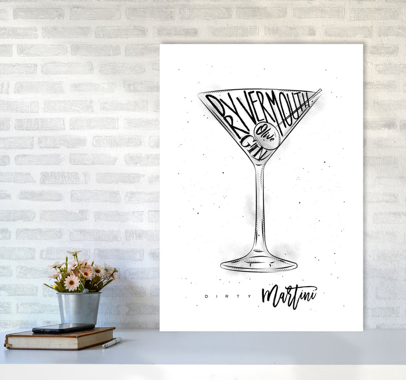 Dirty Martini Cocktail Modern Print, Framed Kitchen Wall Art A1 Black Frame
