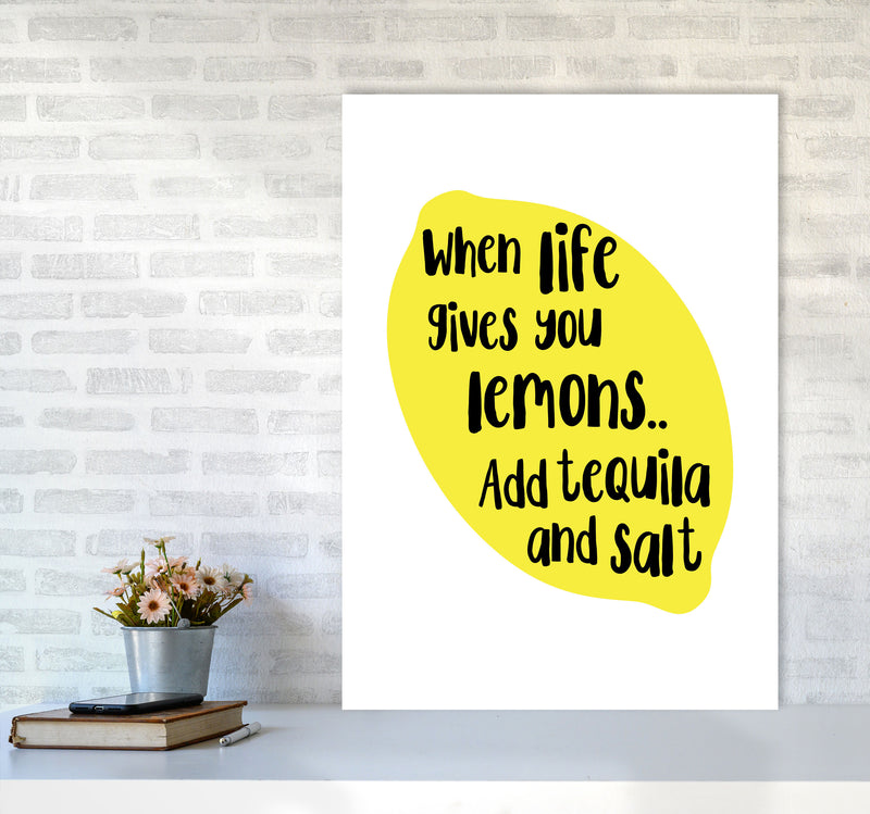 When Life Gives You Lemons, Tequila Modern Print, Framed Kitchen Wall Art A1 Black Frame