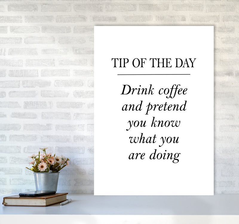 Tip Of The Day, Coffee Modern Print, Framed Kitchen Wall Art A1 Black Frame