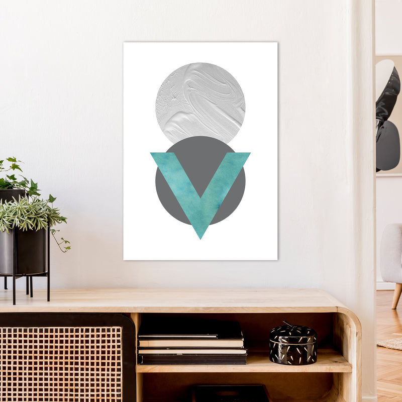 Marble Teal And Silver 1 Art Print by Pixy Paper A1 Black Frame