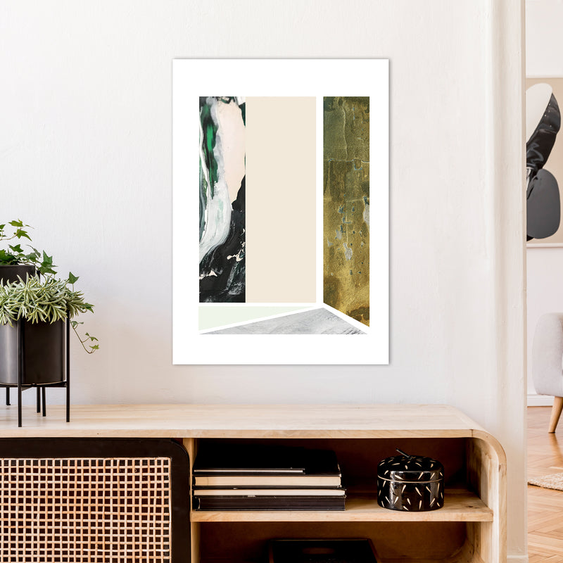 Green Marble Rectangle Abstract  Art Print by Pixy Paper A1 Black Frame