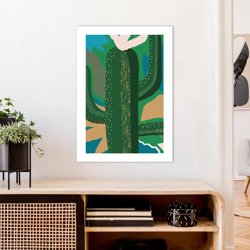 Cactus Jungle Abstract  Art Print by Pixy Paper A1 Black Frame