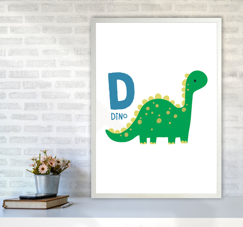 Alphabet Animals, D Is For Dino Framed Nursey Wall Art Print A1 Oak Frame