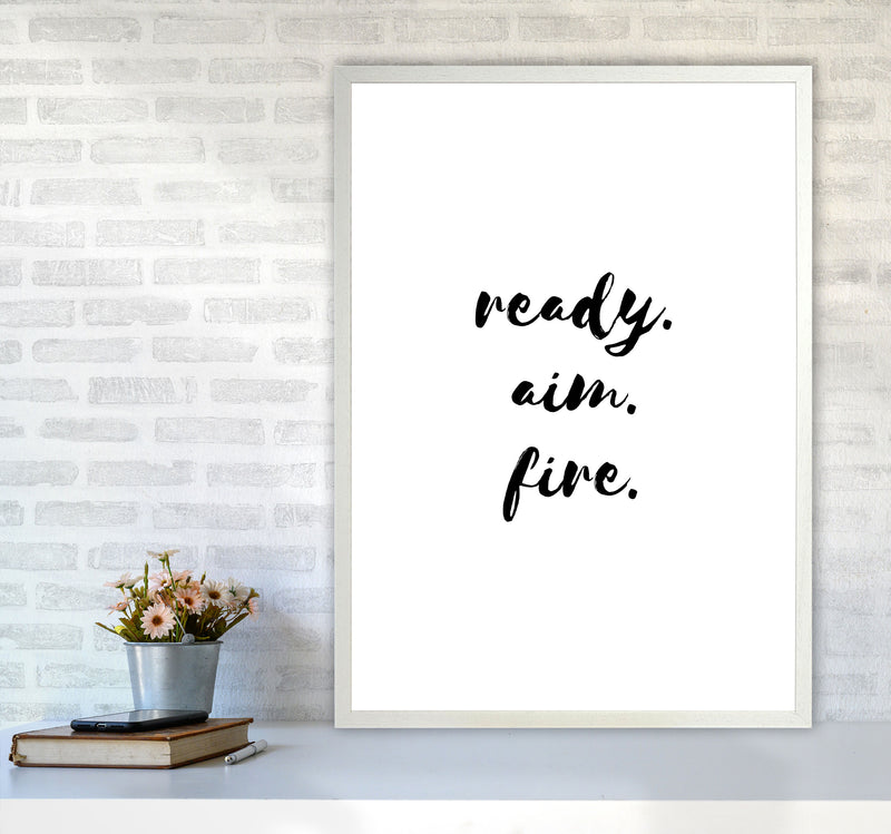 Ready Aim Fire, Bathroom Modern Print, Framed Bathroom Wall Art A1 Oak Frame