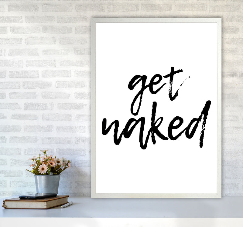 Get Naked, Bathroom Modern Print, Framed Bathroom Wall Art A1 Oak Frame