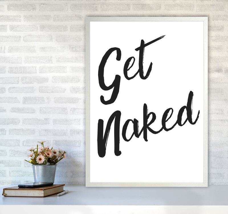 Get Naked 2, Bathroom Modern Print, Framed Bathroom Wall Art A1 Oak Frame