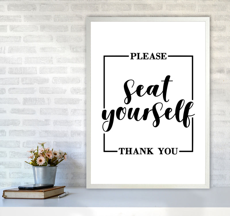 Seat Yourself, Bathroom Modern Print, Framed Bathroom Wall Art A1 Oak Frame