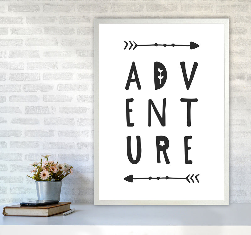 Adventure Black Framed Typography Wall Art Print A1 Oak Frame