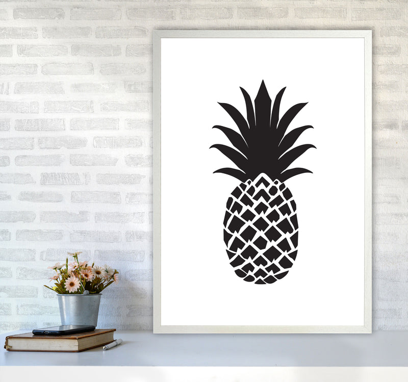 Black Pineapple 2 Modern Print, Framed Kitchen Wall Art A1 Oak Frame