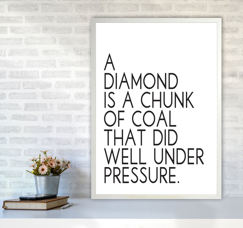 A Diamond Under Pressure Framed Typography Quote Wall Art Print A1 Oak Frame