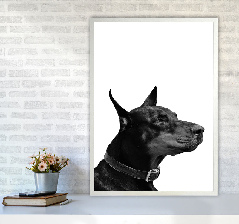 Black And White Dog Modern Print Animal Art Print A1 Oak Frame