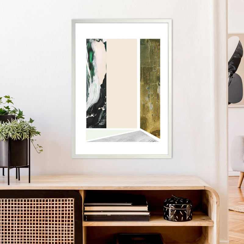 Green Marble Rectangle Abstract  Art Print by Pixy Paper A1 Oak Frame