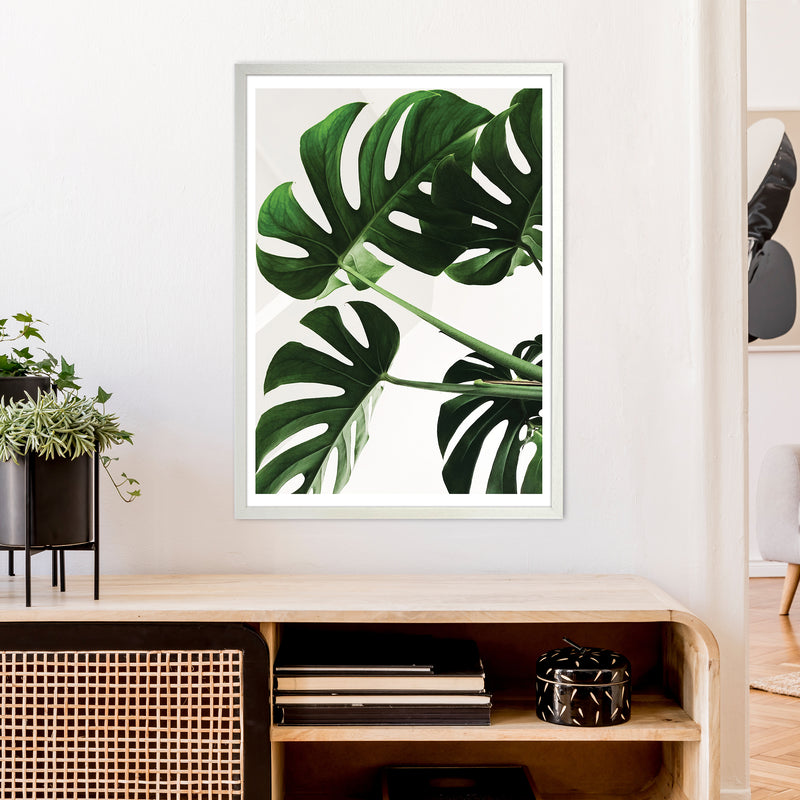 Monstera Leaf  Art Print by Pixy Paper A1 Oak Frame