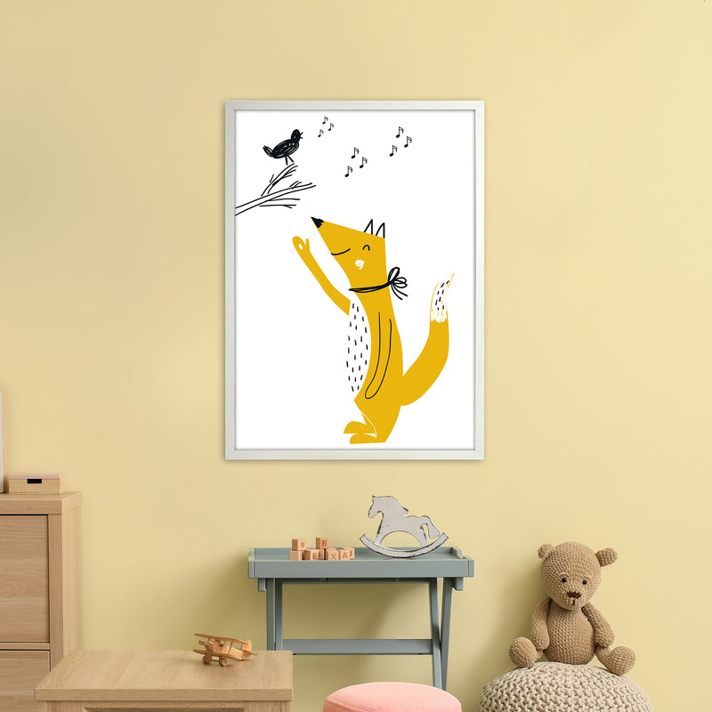 Fox And Birds Animal Pop  Art Print by Pixy Paper A1 Oak Frame