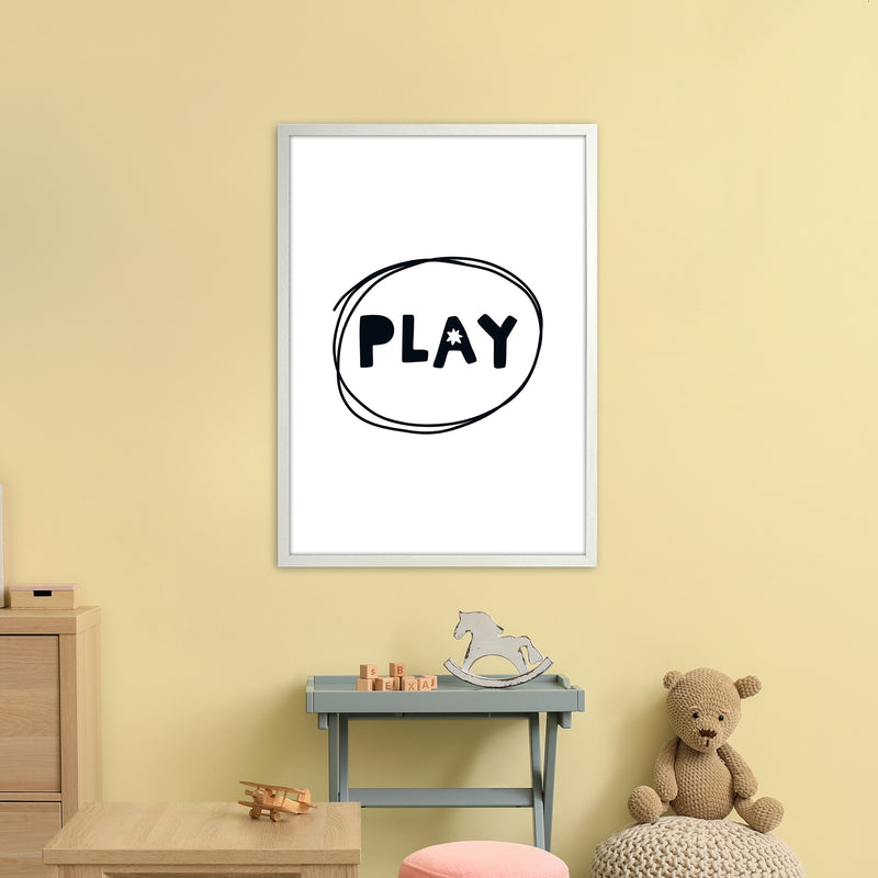 Play Super Scandi Black  Art Print by Pixy Paper A1 Oak Frame