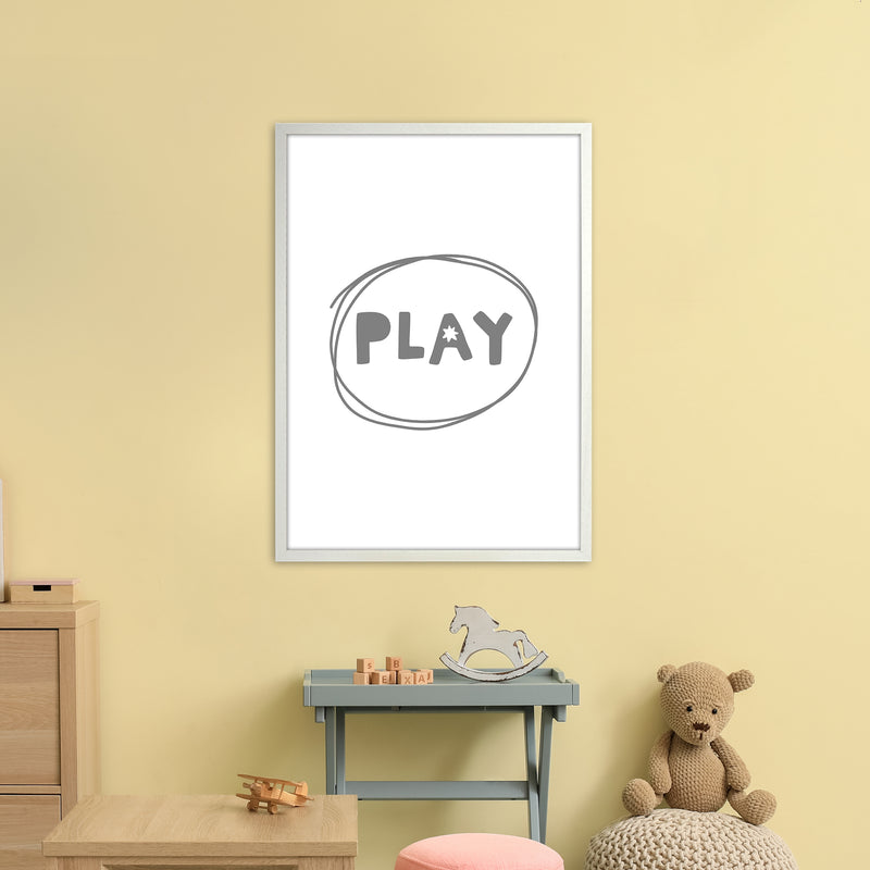 Play Super Scandi Grey  Art Print by Pixy Paper A1 Oak Frame