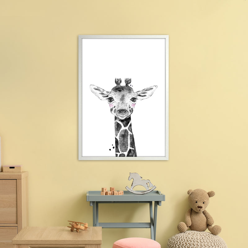 Safari Babies Giraffe  Art Print by Pixy Paper A1 Oak Frame